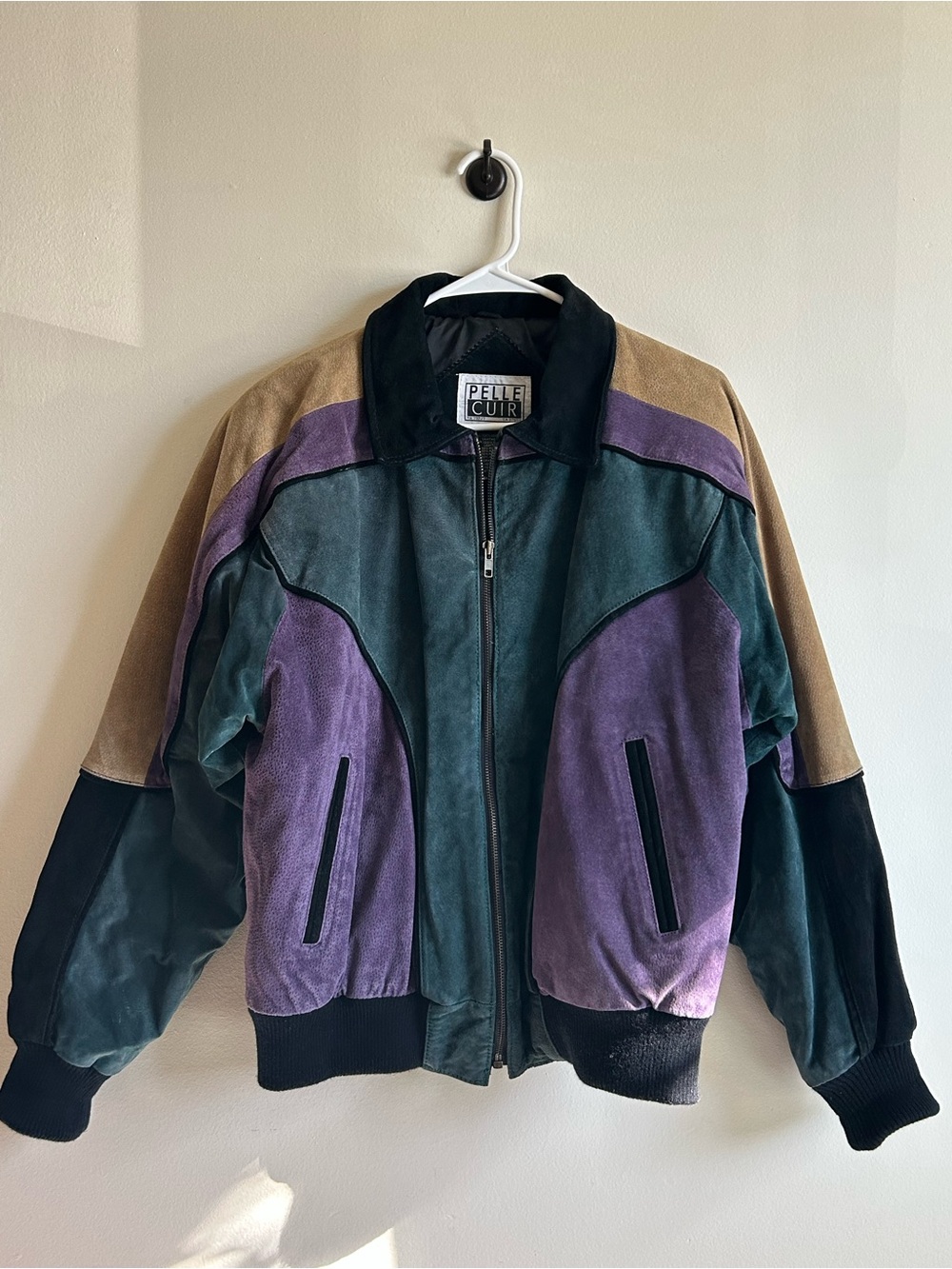 Vintage Pelle Studio Colorblock Leather Bomber Jacket 80s 90s made in Korea